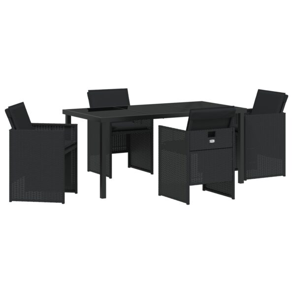 3379946_2.jpg vidaXL 5-dielny záhradný jedálenský set s vankúšmi čierny poly ratan – Obrázok 2