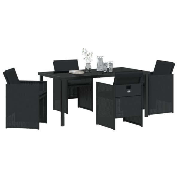 3379946_3.jpg vidaXL 5-dielny záhradný jedálenský set s vankúšmi čierny poly ratan – Obrázok 3