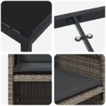 vidaXL 5-dielna záhradná jedálenská súprava s vankúšmi Šedý poly ratan – Obrázok 9