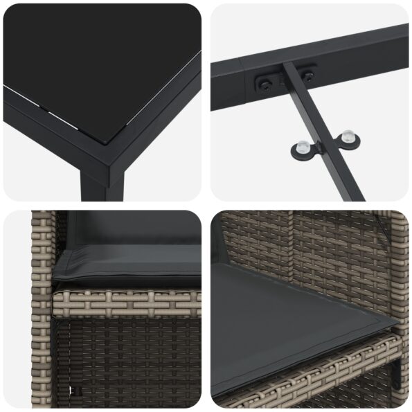 vidaXL 5-dielny Záhradný jedálenský set s vankúšmi Šedý poly ratan – Obrázok 9