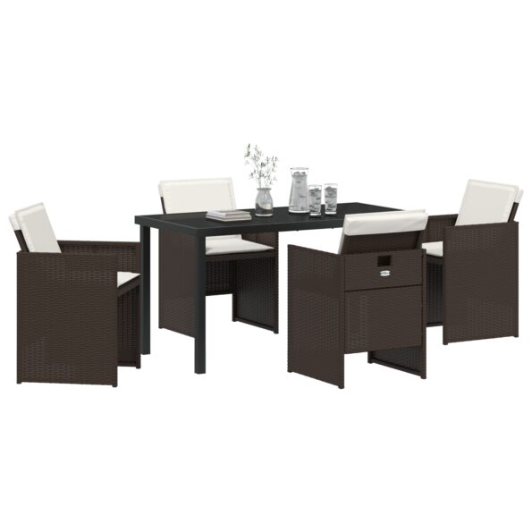 3379953_3.jpg vidaXL 5-dielny záhradný jedálenský set s vankúšmi Hnedý poly ratan – Obrázok 3