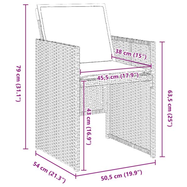 3379954_10.jpg vidaXL 5-dielny záhradný jedálenský set s vankúšmi, hnedý poly ratan – Obrázok 10