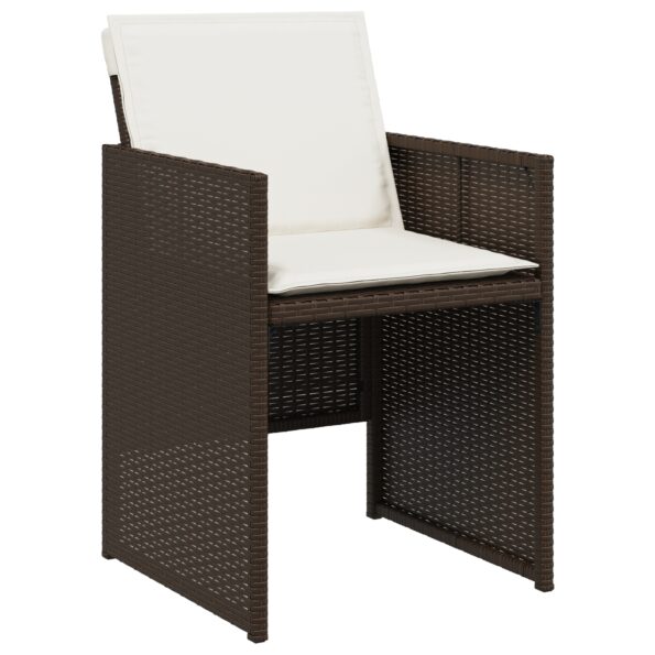 3379954_6.jpg vidaXL 5-dielny záhradný jedálenský set s vankúšmi, hnedý poly ratan – Obrázok 6