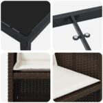 vidaXL 5-dielny záhradný jedálenský set s vankúšmi, hnedý poly ratan – Obrázok 9