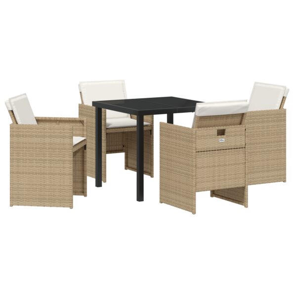3379956_2.jpg vidaXL 5-dielny záhradný jedálenský set s vankúšmi béžový poly ratan – Obrázok 2