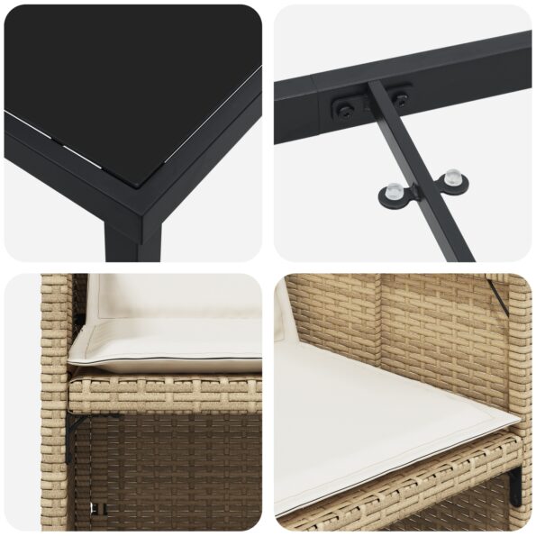 vidaXL 5-dielny záhradný jedálenský set s vankúšmi béžový poly ratan – Obrázok 9