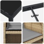 vidaXL 5-dielna súprava záhradného jedálenského nábytku s vankúšmi v béžovom poly ratane – Obrázok 9