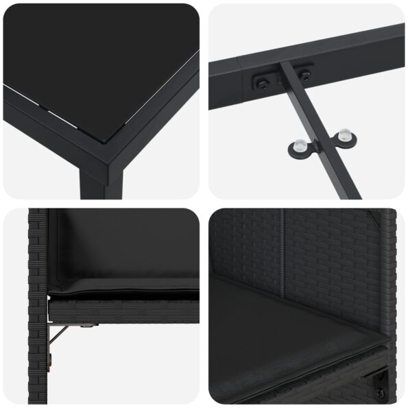 vidaXL 5-dielna záhradná súprava s vankúšmi čierny poly ratan – Obrázok 9