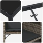 vidaXL 5-dielna záhradná jedálenská súprava s vankúšmi sivý polyratan – Obrázok 9