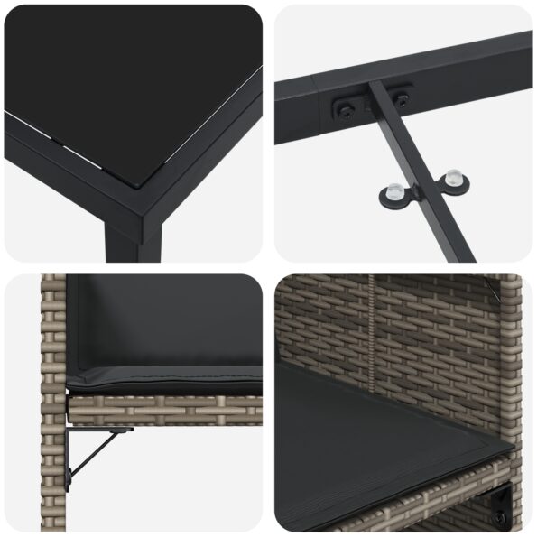 vidaXL 5-dielna záhradná jedálenská súprava s vankúšmi sivý polyratan – Obrázok 9