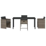 vidaXL 5-dielna sada záhradného jedálenského nábytku so vankúšmi šedý polyratan – Obrázok 7