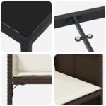 vidaXL 5-dielna záhradná jedálenská súprava s vankúšmi Hnedý Poly ratan – Obrázok 9