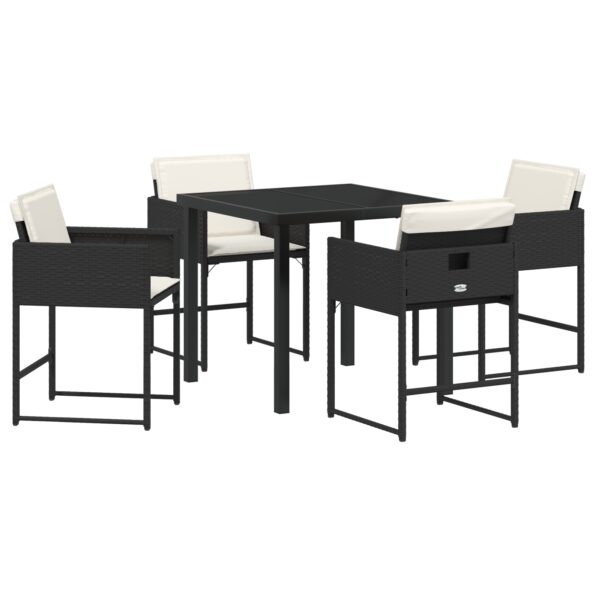 3380004_2.jpg vidaXL 5-dielny záhradný jedálenský set s vankúšmi čierny polyratan – Obrázok 2