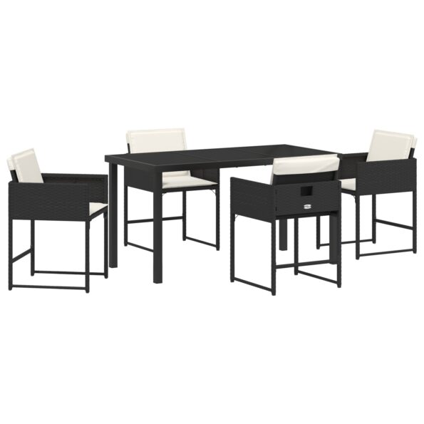3380005_2.jpg vidaXL 5-dielny záhradný jedálenský set s vankúšmi čierny poly ratan – Obrázok 2