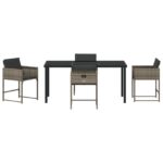 vidaXL 5-dielny záhradný jedálenský set s vankúšmi - sivý poly ratan – Obrázok 7