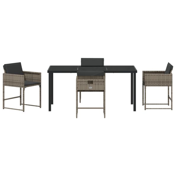 vidaXL 5-dielny záhradný jedálenský set s vankúšmi - sivý poly ratan – Obrázok 7