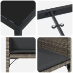 vidaXL 5-dielny záhradný jedálenský set s vankúšmi - sivý poly ratan – Obrázok 9