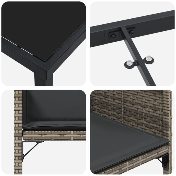 vidaXL 5-dielny záhradný jedálenský set s vankúšmi - sivý poly ratan – Obrázok 9