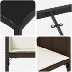 vidaXL 5-dielny záhradný jedálenský set s vankúšmi Hnedý polyratan – Obrázok 9