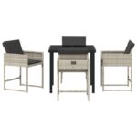 vidaXL 5-dielna záhradná jedálenská súprava s vankúšmi svetlosivá poly ratan – Obrázok 7