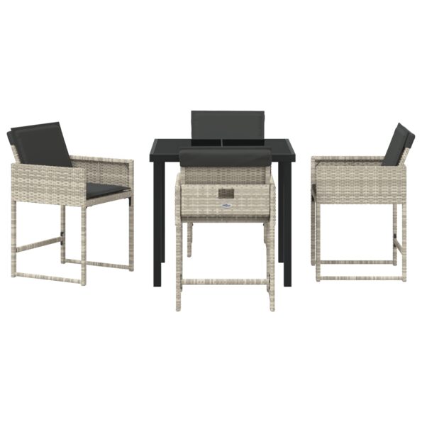 vidaXL 5-dielna záhradná jedálenská súprava s vankúšmi svetlosivá poly ratan – Obrázok 7