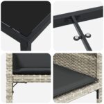 vidaXL 5-dielna záhradná jedálenská súprava s vankúšmi svetlosivá poly ratan – Obrázok 9