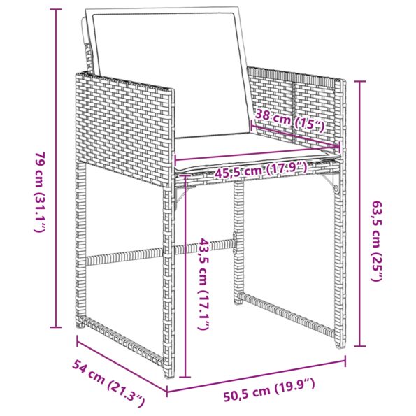 3380028_10.jpg vidaXL 5-dielny záhradný jedálenský set s vankúšmi, béžový poly ratan – Obrázok 10