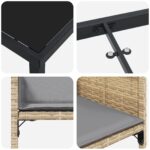 vidaXL 5-dielny záhradný jedálenský set s vankúšmi, béžový poly ratan – Obrázok 9