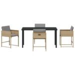 vidaXL 5-dielny záhradný jedálenský set s béžovým polyratanom – Obrázok 7