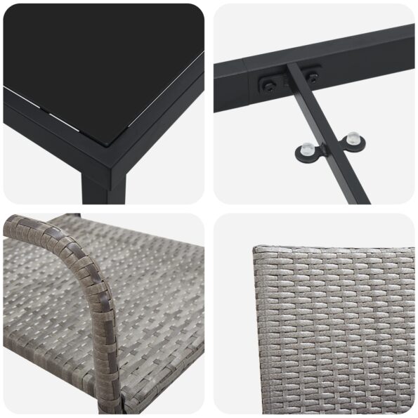 vidaXL 5-dielna záhradná jedálenská súprava šedý poly ratan – Obrázok 9