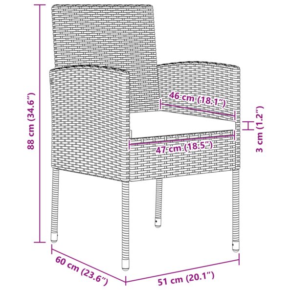 3380053_10.jpg vidaXL 5-dielny záhradný jedálenský set s vankúšmi čierny poly ratan – Obrázok 10