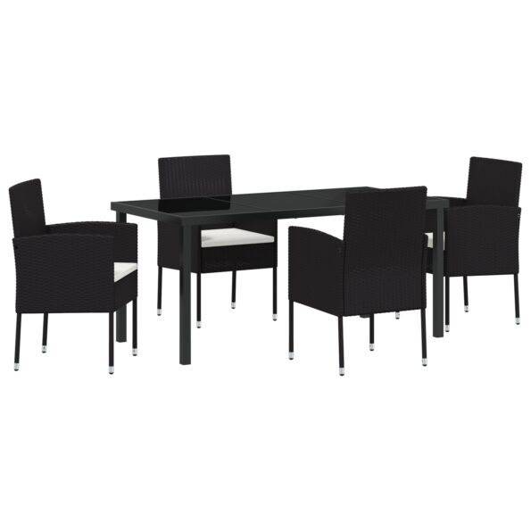 3380053_2.jpg vidaXL 5-dielny záhradný jedálenský set s vankúšmi čierny poly ratan – Obrázok 2
