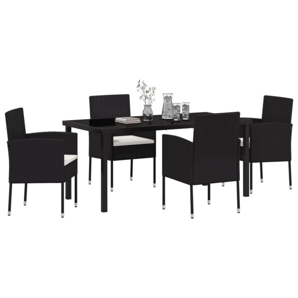 3380053_3.jpg vidaXL 5-dielny záhradný jedálenský set s vankúšmi čierny poly ratan – Obrázok 3