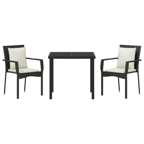 vidaXL Sada záhradných stoličiek s vankúšmi, čierny poly ratan – Obrázok 7