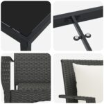 vidaXL Sada záhradných stoličiek s vankúšmi, čierny poly ratan – Obrázok 9