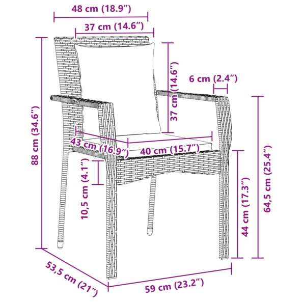 vidaXL 5-dielna záhradná jedálenská sada s vankúšmi šedý poly ratan – Obrázok 10