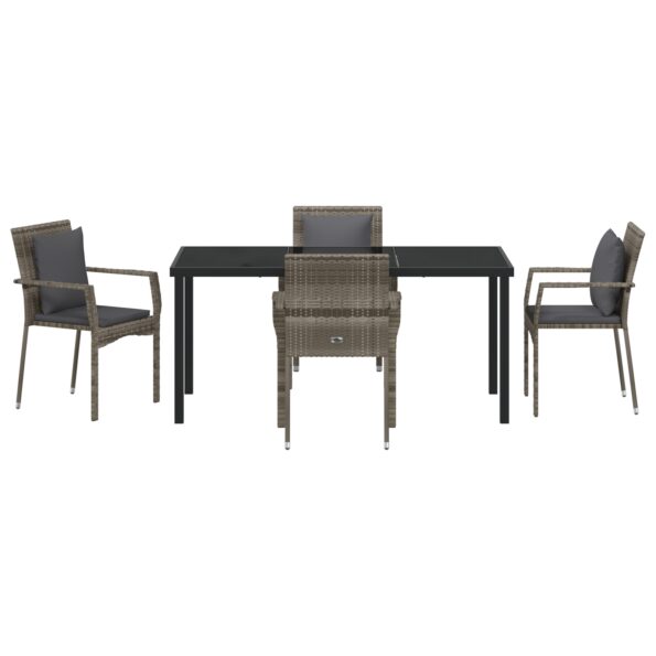 vidaXL 5-dielna záhradná jedálenská sada s vankúšmi šedý poly ratan – Obrázok 7