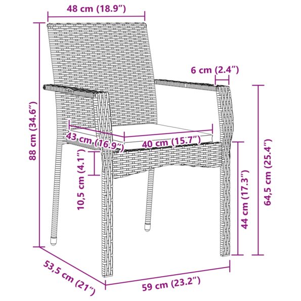 vidaXL 5-dielny záhradný jedálenský stôl s vankúšmi sivý poly ratan – Obrázok 10