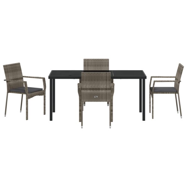vidaXL 5-dielny záhradný jedálenský stôl s vankúšmi sivý poly ratan – Obrázok 7