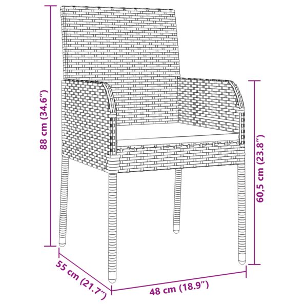 3380101_10.jpg vidaXL 5-dielna záhradná jedálenská súprava s vankúšmi čierna poly ratan – Obrázok 10