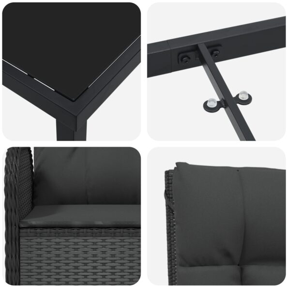 vidaXL 5-dielna záhradná jedálenská súprava z čierneho poly ratanu – Obrázok 9