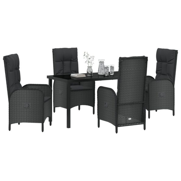 3380115_3.jpg vidaXL 5-dielny záhradný jedálenský set čierny poly ratan – Obrázok 3
