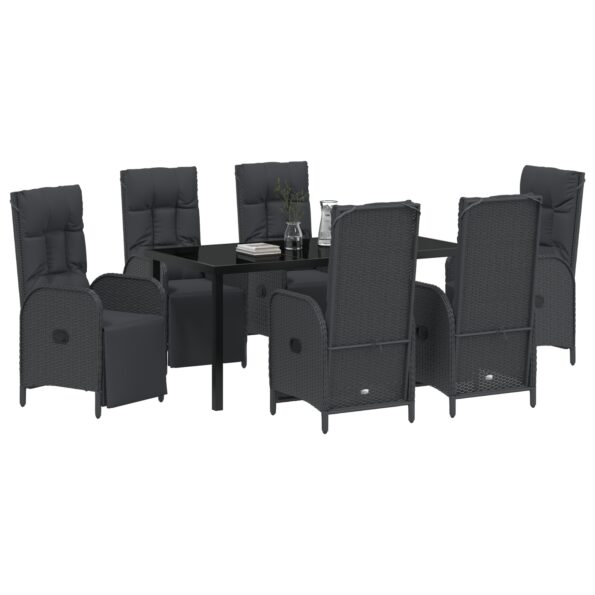 3380124_3.jpg vidaXL 7-dielny záhradný jedálenský set s vankúšmi čierny poly ratan – Obrázok 3