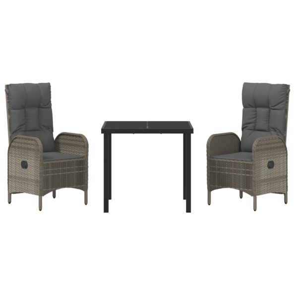 vidaXL 3-dielna súprava jedálenského nábytku do záhrady, šedá poly ratan – Obrázok 6
