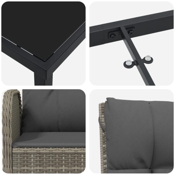 vidaXL 5-dielna sada záhradného jedálenského súpravy šedý polyratan – Obrázok 9