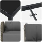 vidaXL 5-dielna záhradná jedálenská súprava s vankúšmi šedý poly ratan – Obrázok 9