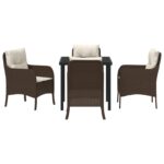 vidaXL 5-dielna záhradná jedálenská sada s vankúšmi, hnedý poly ratan – Obrázok 7