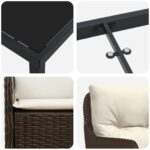 vidaXL 5-dielna záhradná jedálenská sada s vankúšmi, hnedý poly ratan – Obrázok 9