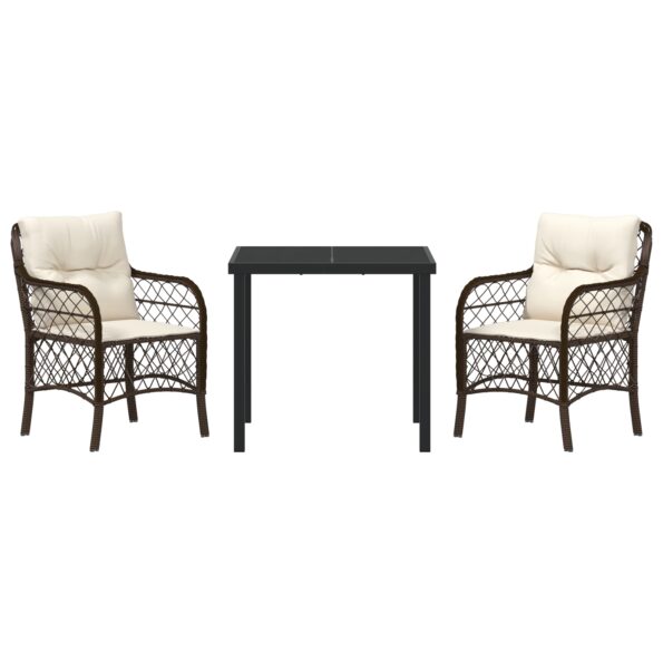 3380211_7.jpg vidaXL 3-dielny záhradný jedálenský set s vankúšmi Hnedý poly ratan – Obrázok 7