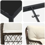 vidaXL 3-dielny záhradný jedálenský set s vankúšmi Hnedý poly ratan – Obrázok 9